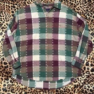 Vintage CST Blues Purple Green & Beige Button Down Shirt
